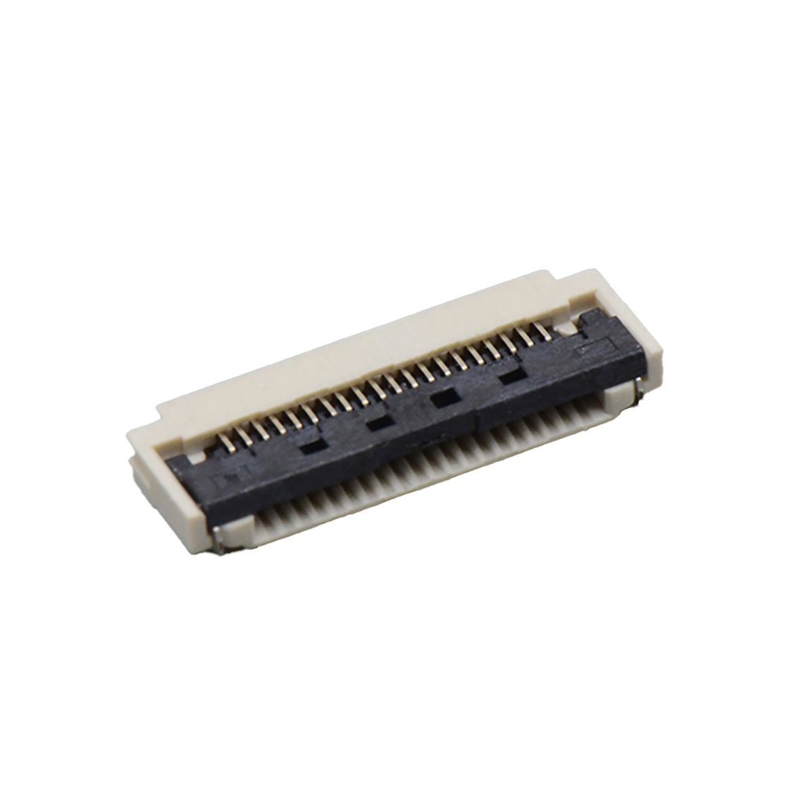 Pitch 0.50mm 90°H2.00mm 前掀盖下接触带蝴蝶扣卧贴 FPC
 20pin 本色 镀半金1U",镍